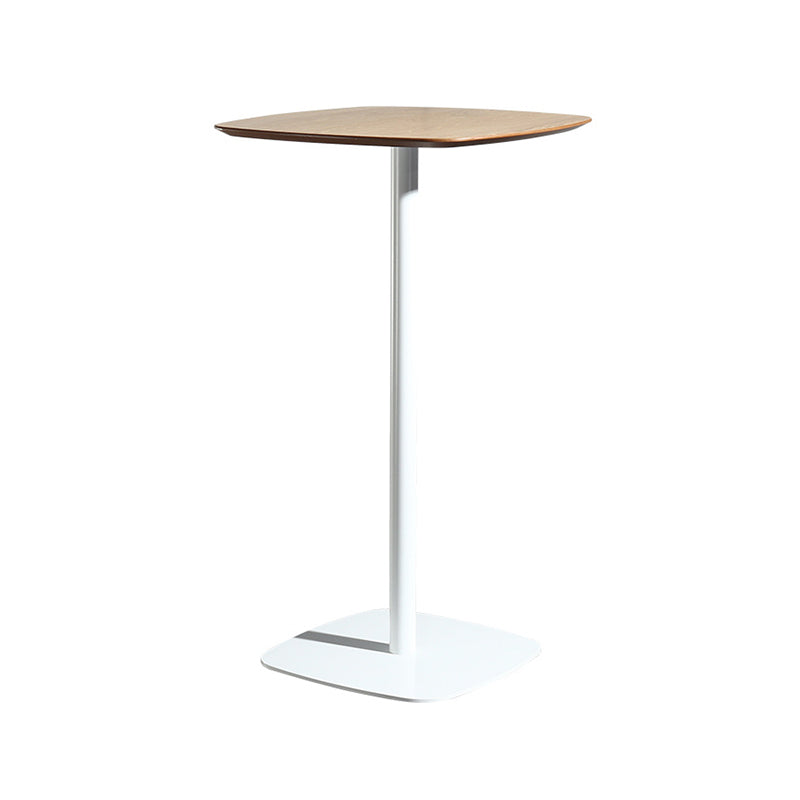 Contemporary Square Pedestal Bar Table Wood Top Bar Table for Cafe And Breakroom