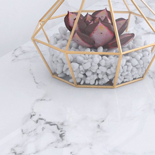 Rectangle Bar Dining Table White Faux Marble Top Bar Height Table with Sled Base