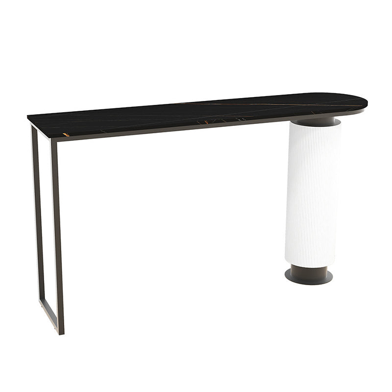 Contemporary Indoor Free Form Bar Table Stone Top and Metal Base Bar Table
