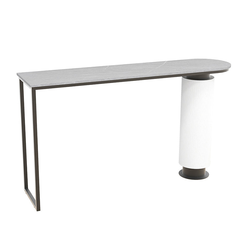 Contemporary Indoor Free Form Bar Table Stone Top and Metal Base Bar Table