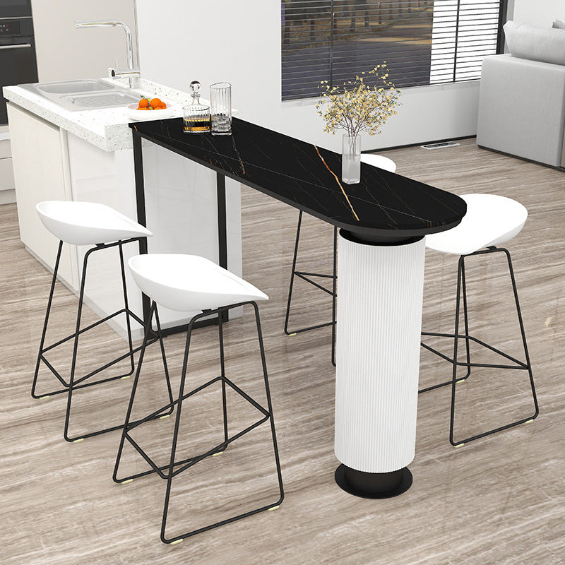 Contemporary Indoor Free Form Bar Table Stone Top and Metal Base Bar Table
