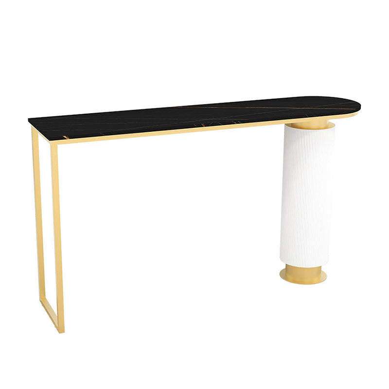 Contemporary Indoor Free Form Bar Table Stone Top and Metal Base Bar Table