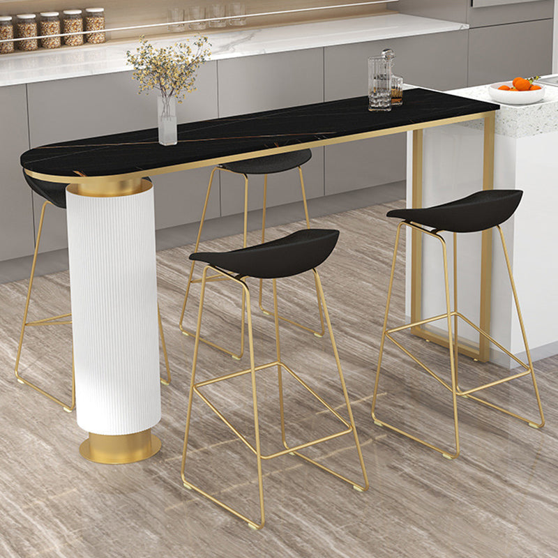 Contemporary Indoor Free Form Bar Table Stone Top and Metal Base Bar Table