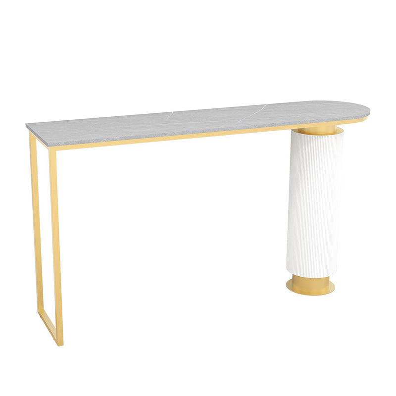 Contemporary Indoor Free Form Bar Table Stone Top and Metal Base Bar Table