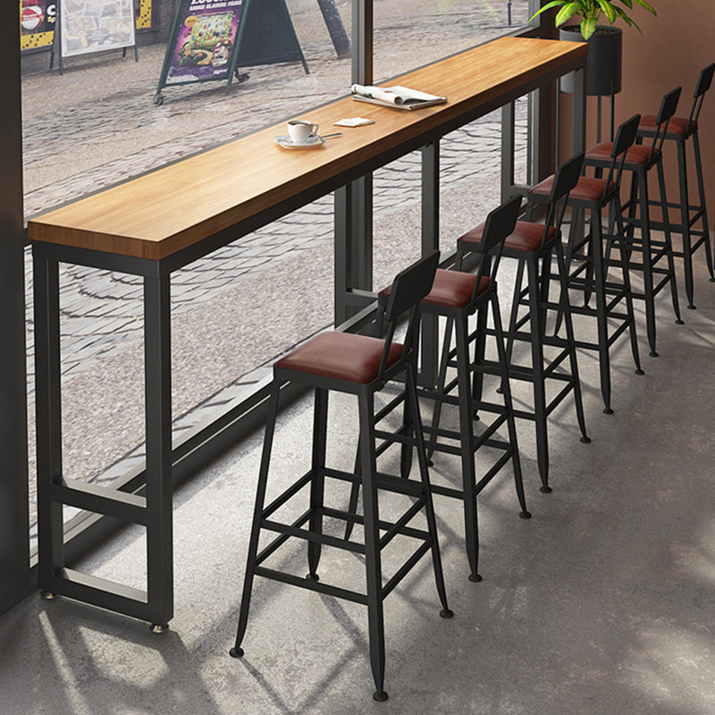 Industrial Style Pub Table Bar Height Solid Wood Rectangle Bar Table for Indoor