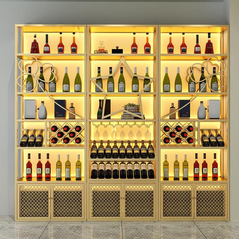 Gold Metal Wine Rack Bottle Freestanding with Shelf Wine Bottle Rack