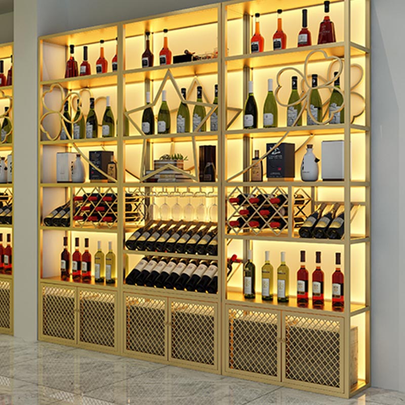 Gold Metal Wine Rack Bottle Freestanding with Shelf Wine Bottle Rack