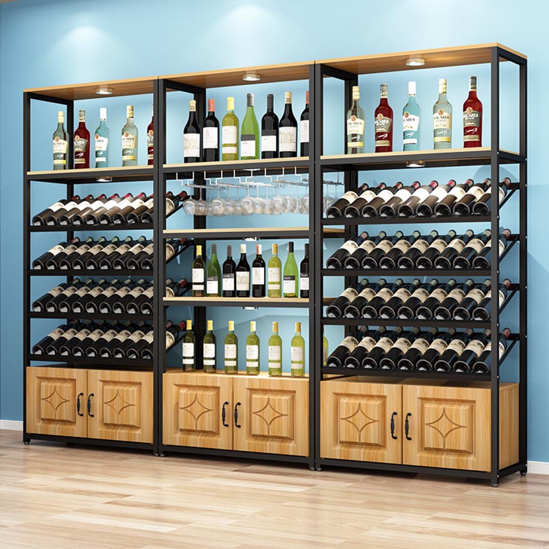 Mid-Century Modern Wine Rack Floor Solid Wood Wine Holder Rack