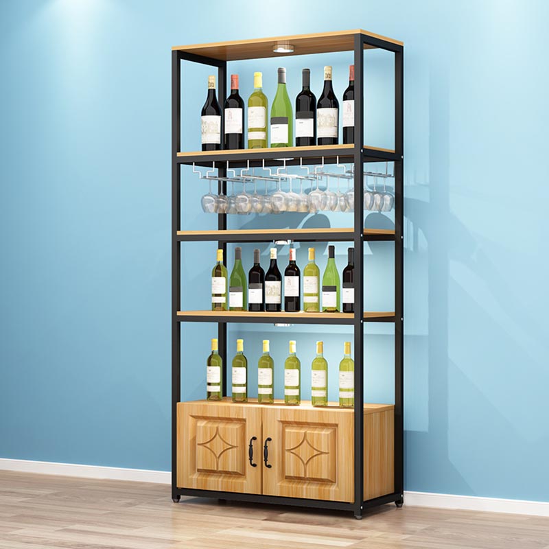 Mid-Century Modern Wine Rack Floor Solid Wood Wine Holder Rack