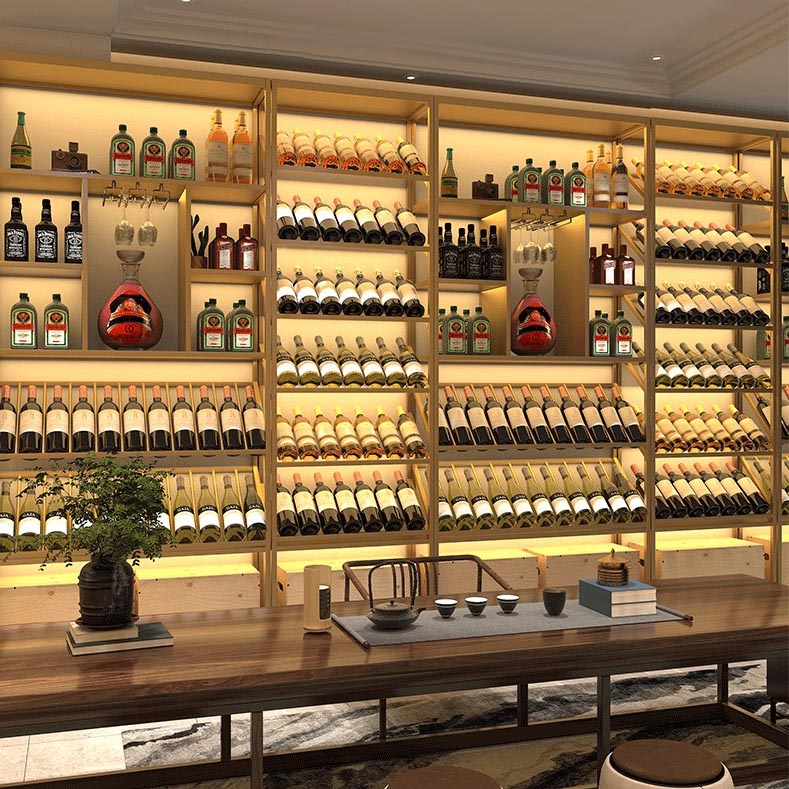 Luxe Metal Wine Rack Kit Freestanding Wine Holder Rack with Shelf