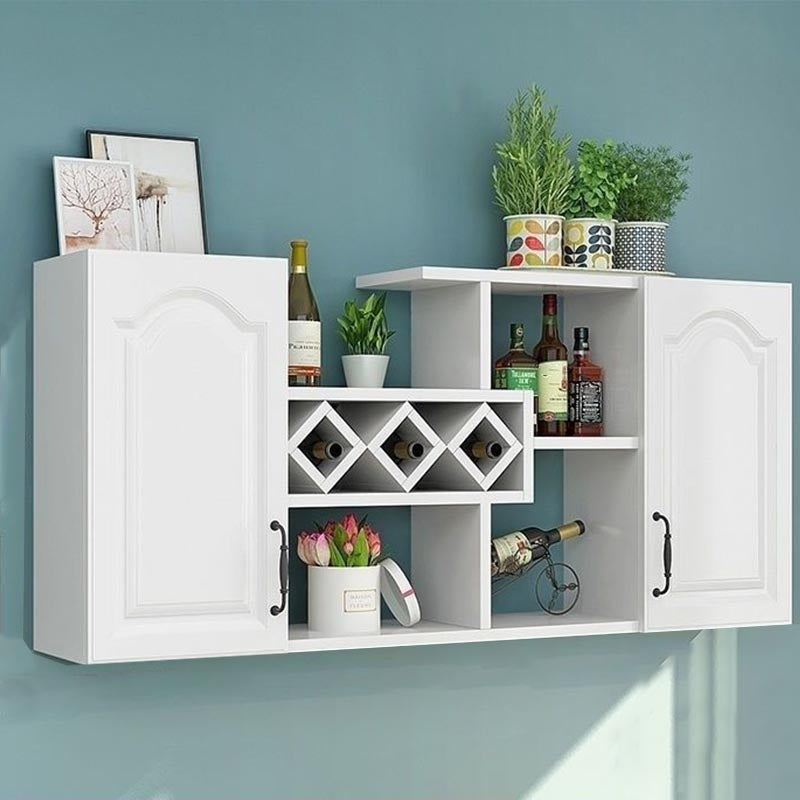 Wall Mounted Modern Wine Rack Wood Wine Rack with Shelf for Kitchen
