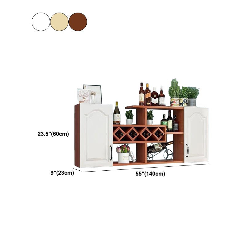 Wall Mounted Modern Wine Rack Wood Wine Rack with Shelf for Kitchen