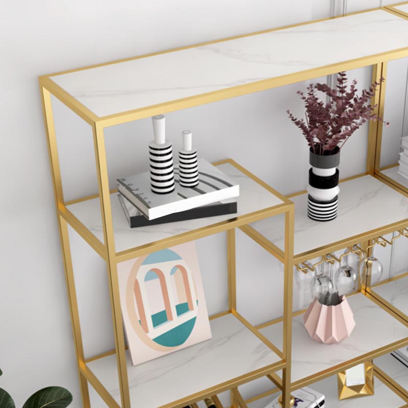 Metal Floor Wine Bottle & Glass Rack Modern Wine Rack Kit with Shelf