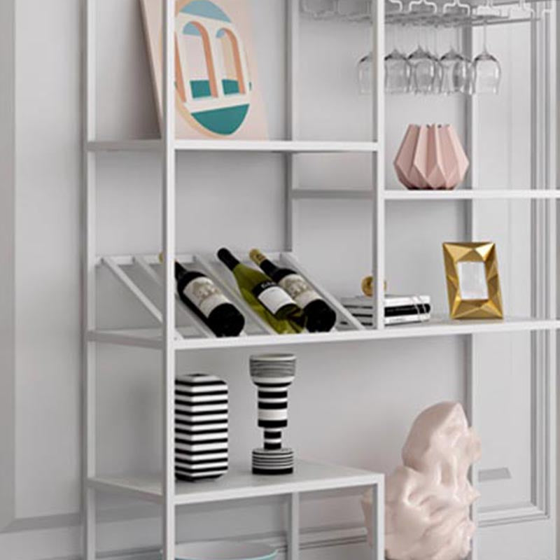 Metal Floor Wine Bottle & Glass Rack Modern Wine Rack Kit with Shelf