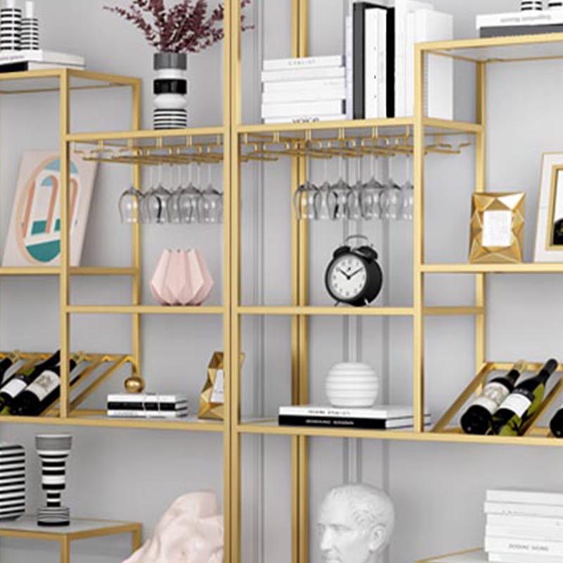 Metal Floor Wine Bottle & Glass Rack Modern Wine Rack Kit with Shelf