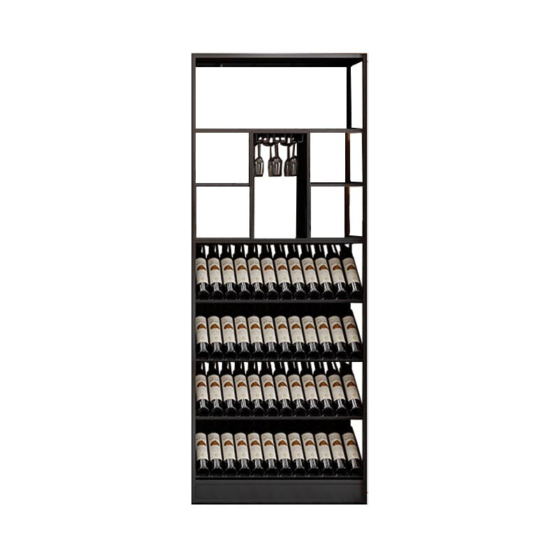 Black Stemware Holder Wine Holder Metal Floor Wine Rack Kit with Shelf