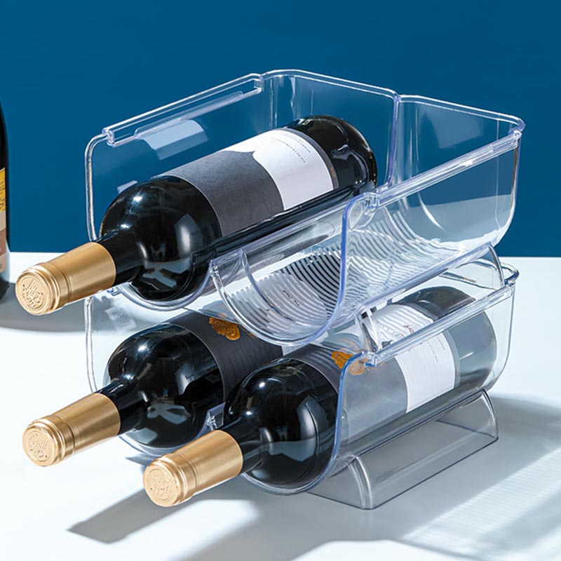 Modern Acrylic Wine Rack Bottle Tabletop Or Countertop Free-Stand Bottle Holder in Clear