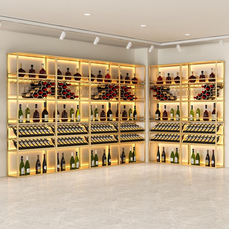 Modern Wine Shelf Freestanding Metal Wine Holder Rack with Shelf