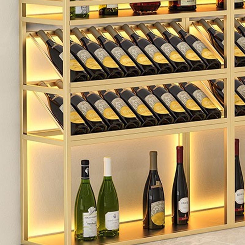 Modern Wine Shelf Freestanding Metal Wine Holder Rack with Shelf