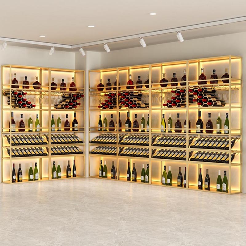 Modern Wine Shelf Freestanding Metal Wine Holder Rack with Shelf