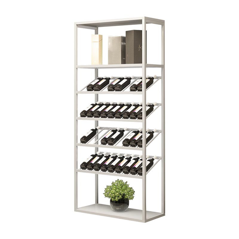 Metal Floor Wine Bottle & Glass Rack Modern Wine Holder Rack with Shelf