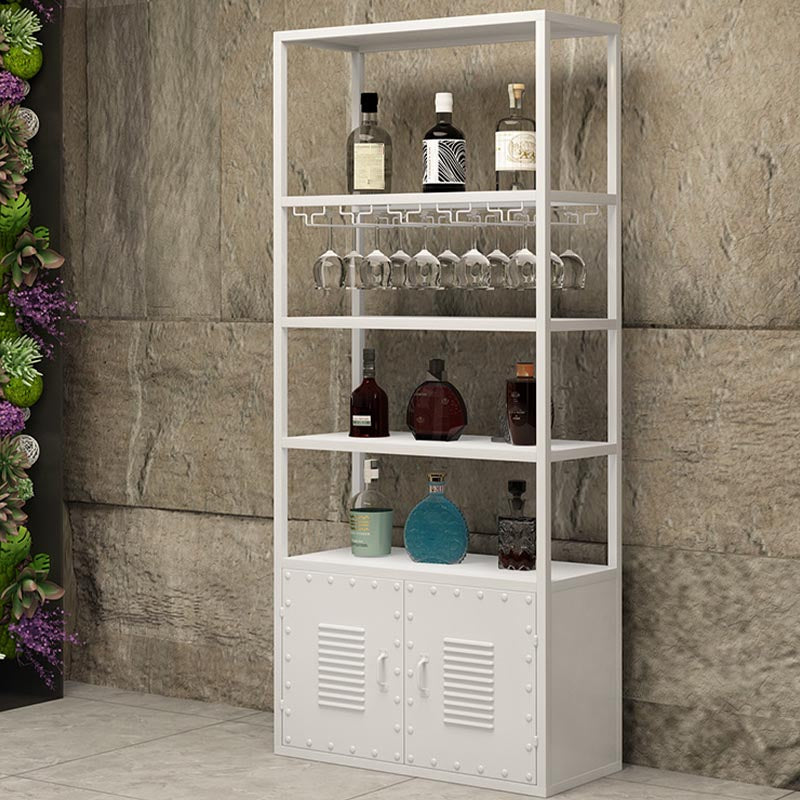 Metal Floor Wine Bottle & Glass Rack Modern Wine Holder Rack with Shelf