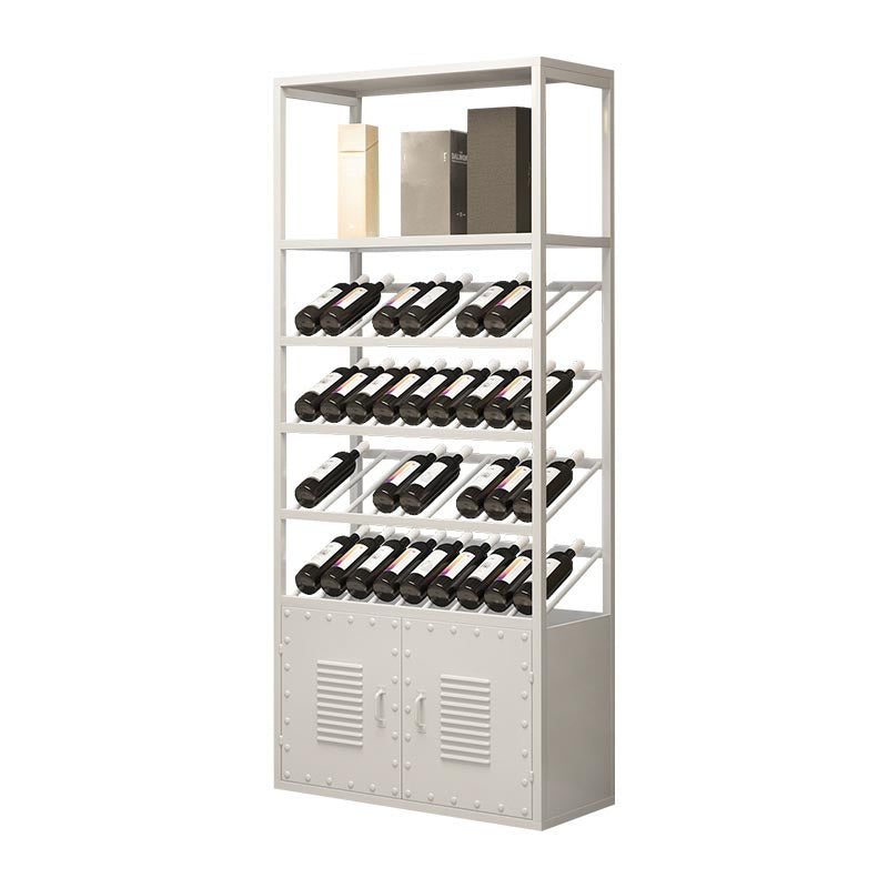Metal Floor Wine Bottle & Glass Rack Modern Wine Holder Rack with Shelf