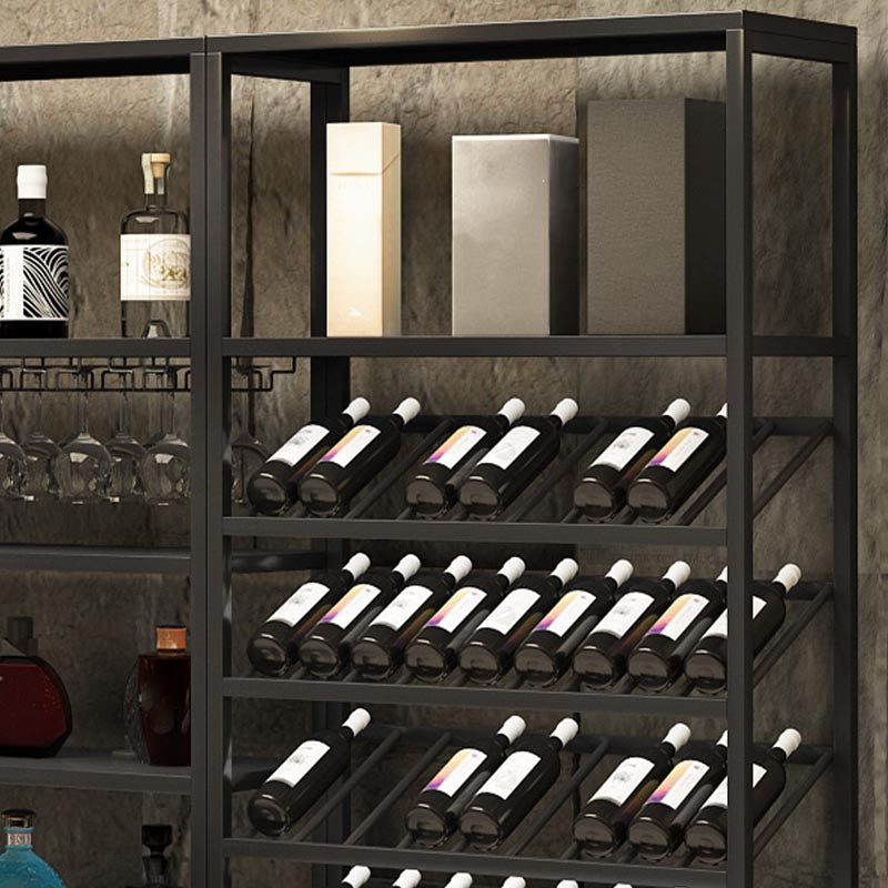 Metal Floor Wine Bottle & Glass Rack Modern Wine Holder Rack with Shelf