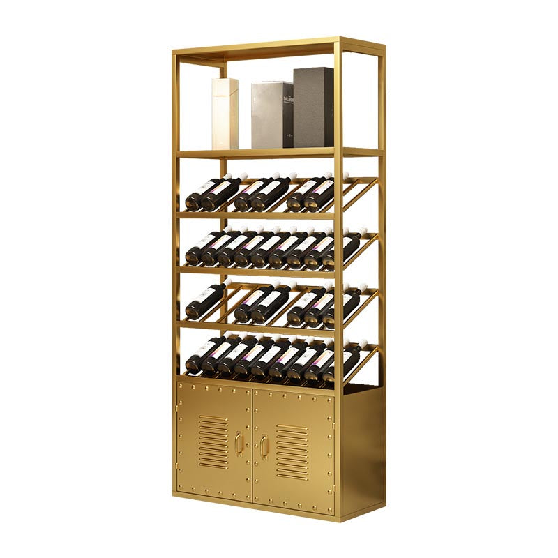 Metal Floor Wine Bottle & Glass Rack Modern Wine Holder Rack with Shelf