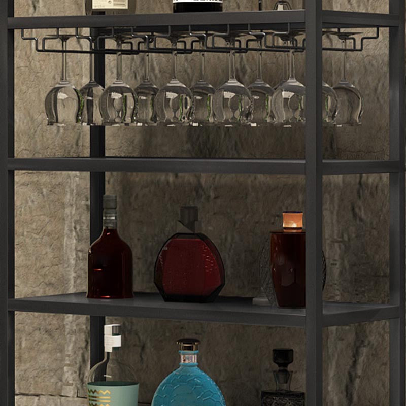 Metal Floor Wine Bottle & Glass Rack Modern Wine Holder Rack with Shelf