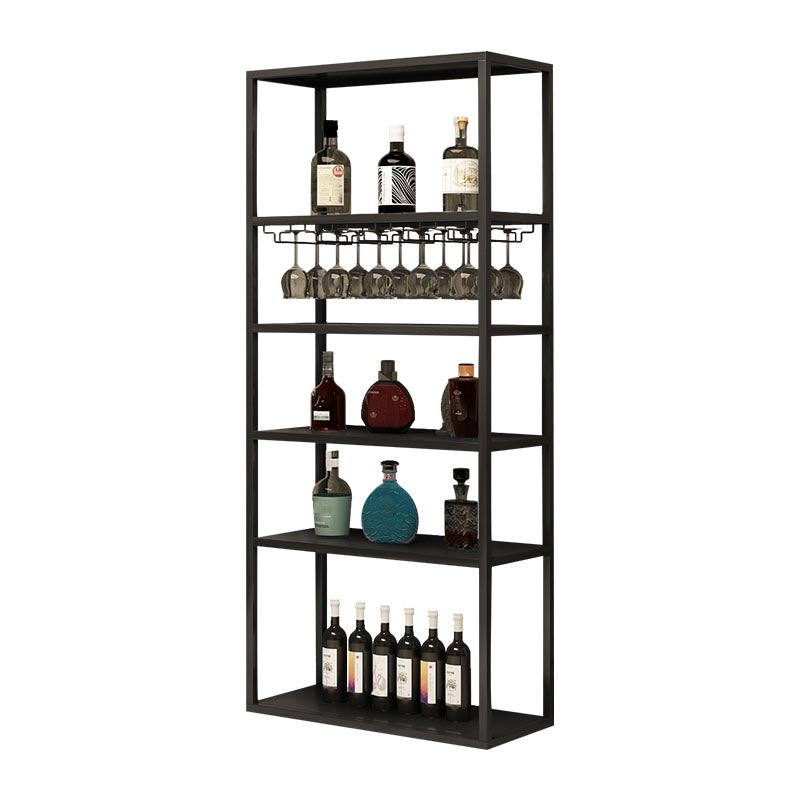 Metal Floor Wine Bottle & Glass Rack Modern Wine Holder Rack with Shelf