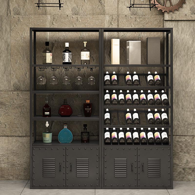 Metal Floor Wine Bottle & Glass Rack Modern Wine Holder Rack with Shelf