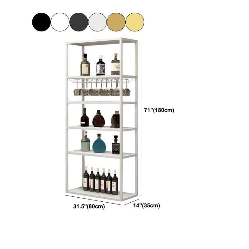 Metal Floor Wine Bottle & Glass Rack Modern Wine Holder Rack with Shelf