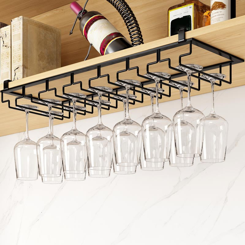 Modern Hanging Wine Glass Rack Metal Glass & Stemware Holder under Cabinet