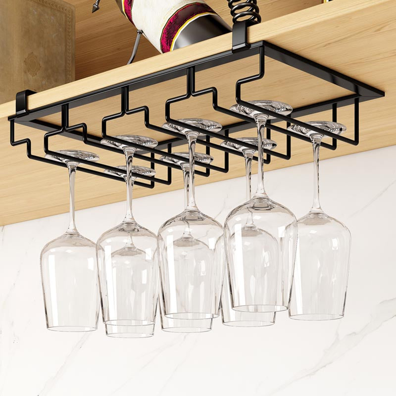 Modern Hanging Wine Glass Rack Metal Glass & Stemware Holder under Cabinet