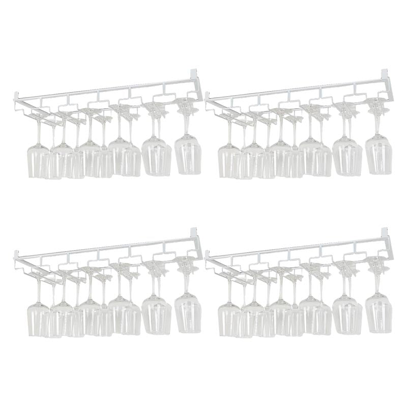 Modern Hanging Wine Glass Rack Metal Glass & Stemware Holder under Cabinet