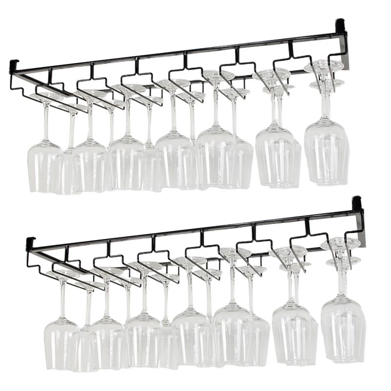 Modern Hanging Wine Glass Rack Metal Glass & Stemware Holder under Cabinet