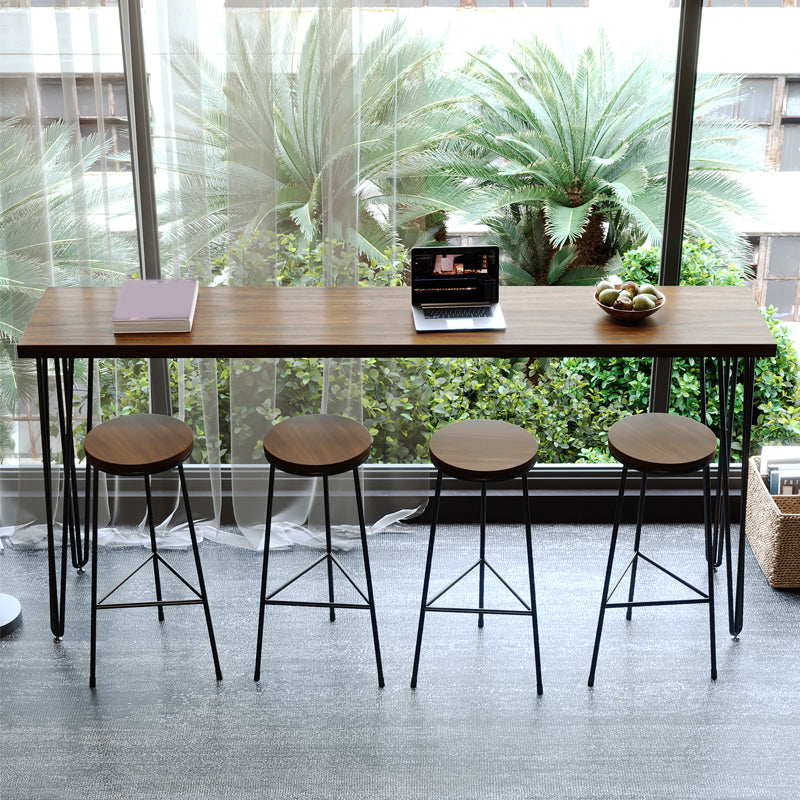 1/2/4/5 Pieces Industrial Rectangle Pub Table Set Wooden Counter Table with High Stools