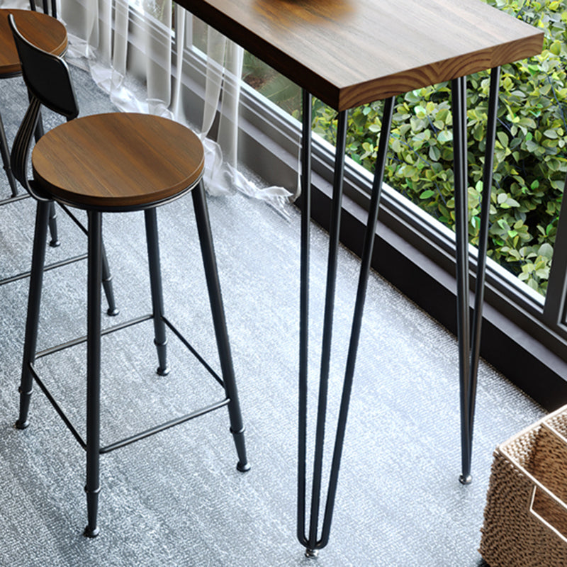 1/2/4/5 Pieces Industrial Rectangle Pub Table Set Wooden Counter Table with High Stools