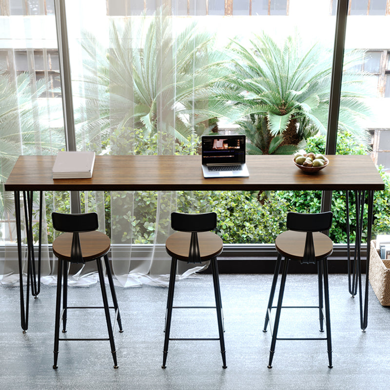 1/2/4/5 Pieces Industrial Rectangle Pub Table Set Wooden Counter Table with High Stools