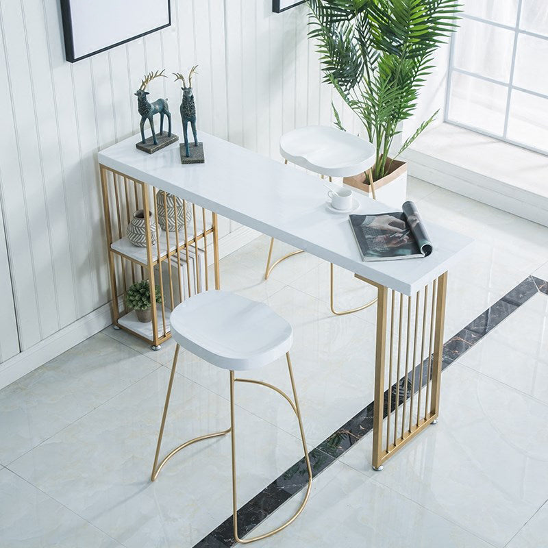 Glam 1/3 Pieces Bar Table Set Rectangle Wood Counter Table with Stools for Dining Room