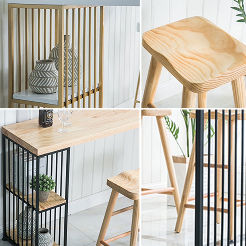 Glam 1/3 Pieces Bar Table Set Rectangle Wood Counter Table with Stools for Dining Room