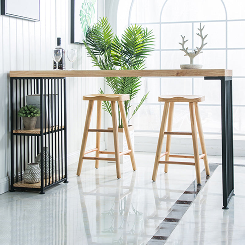 Glam 1/3 Pieces Bar Table Set Rectangle Wood Counter Table with Stools for Dining Room