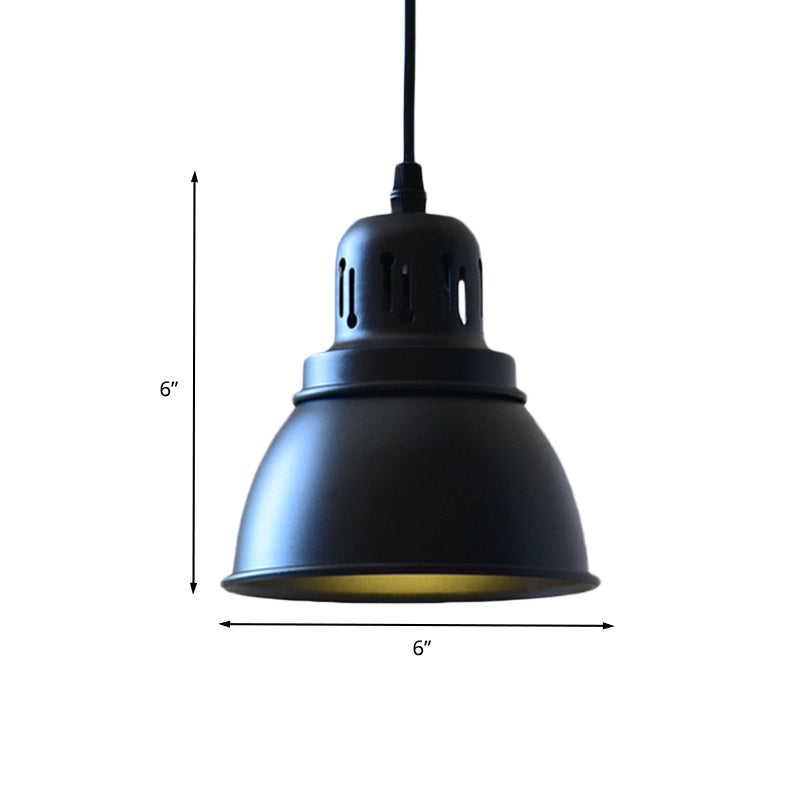 Sospensione di ferro a 1 bulba Light Antiqued Black Finitura a cupola a cupola Lampada a ciondolo a cupola, 6 "/7,5"/12 "W