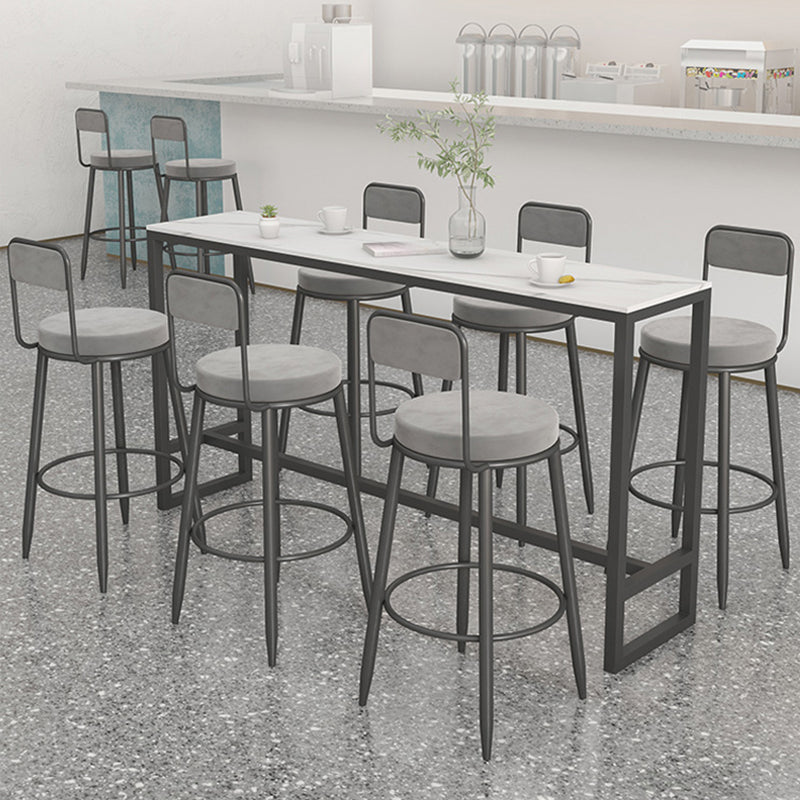 Modern 1/2/7 Pieces Bar Table Set Rectangle Stone Counter Table with Stools for Balcony