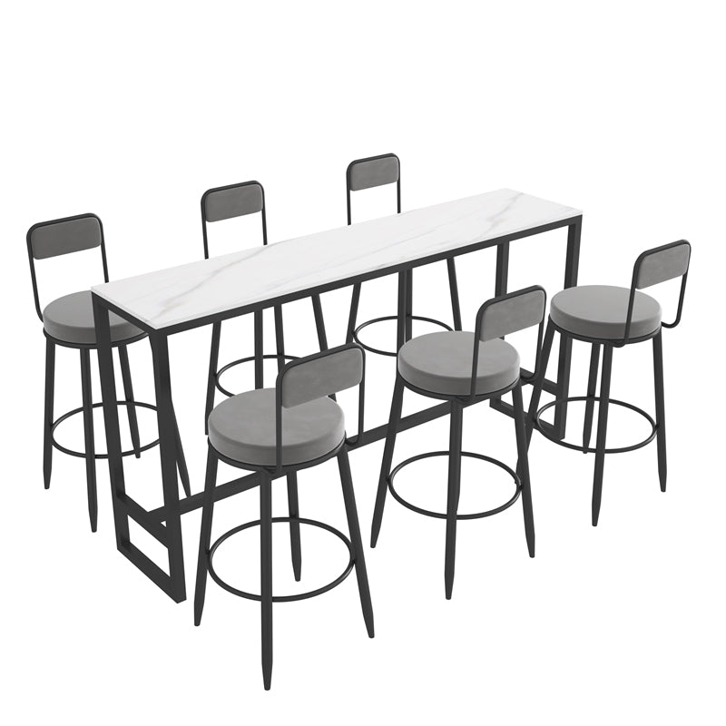 Modern 1/2/7 Pieces Bar Table Set Rectangle Stone Counter Table with Stools for Balcony