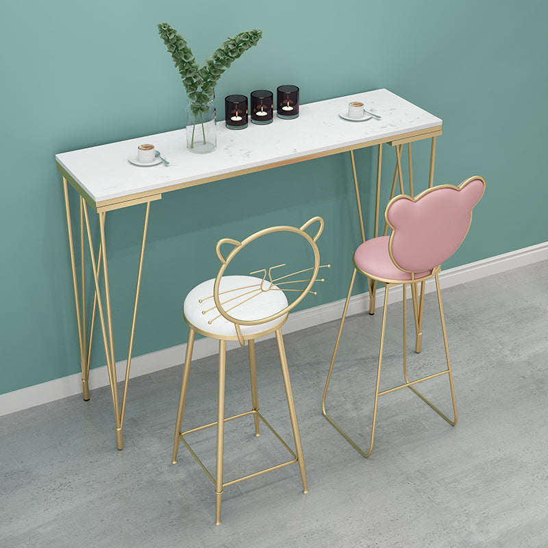 Glam 1/3/4/7 Pieces Bar Table Set Rectangle Stone Counter Table with High Stools