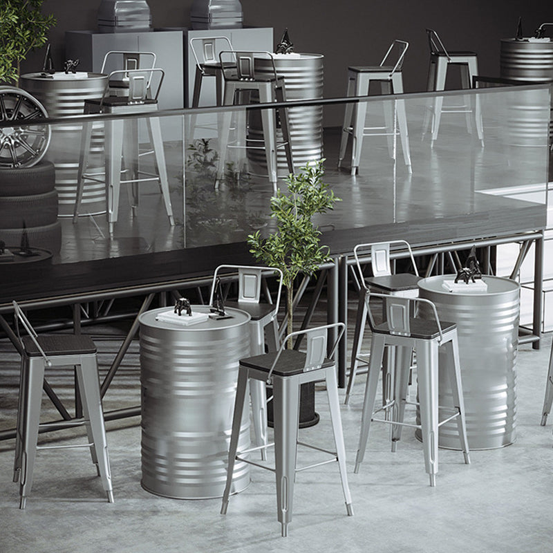 1/3/4 Pieces Industrial Bar Stool and Table Set Silver Iron Bar Set