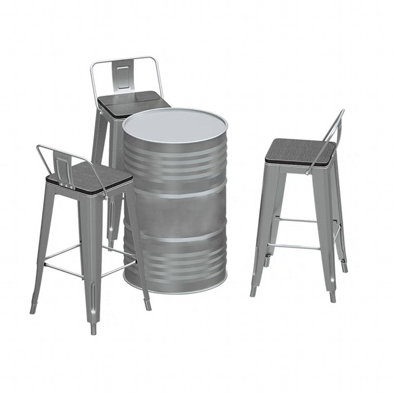 1/3/4 Pieces Industrial Bar Stool and Table Set Silver Iron Bar Set