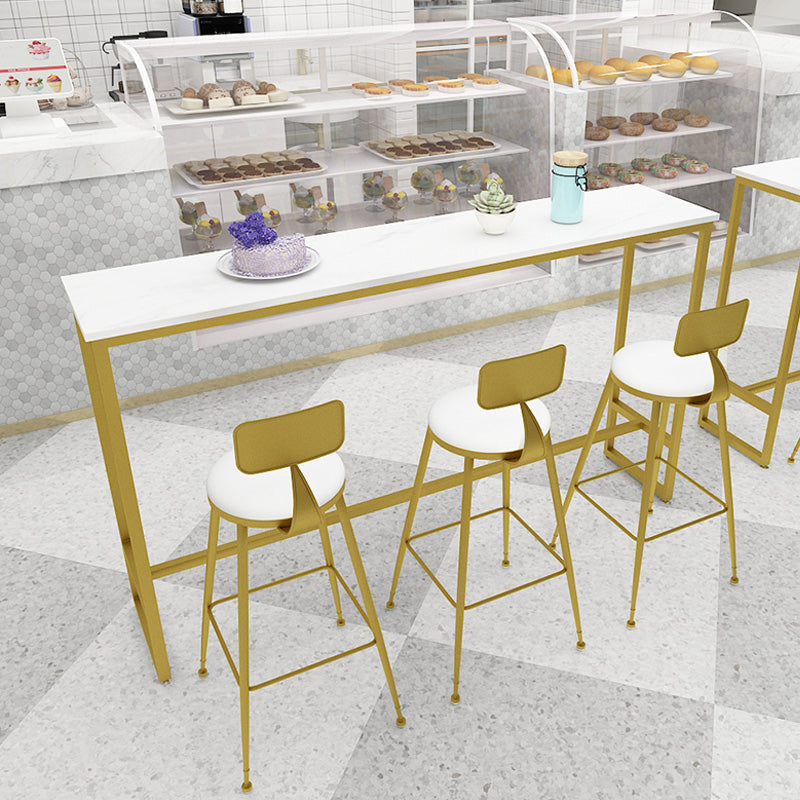 Glam 1/4 Pieces Bar Table Set Rectangle Stone Counter Table with High Stools for Balcony